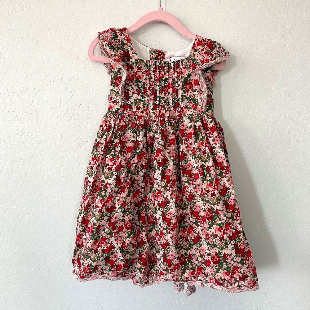 Sweet Honey Pleated Flutter Dress - Winter Poppy (sz 5) Holiday Christmas Floral